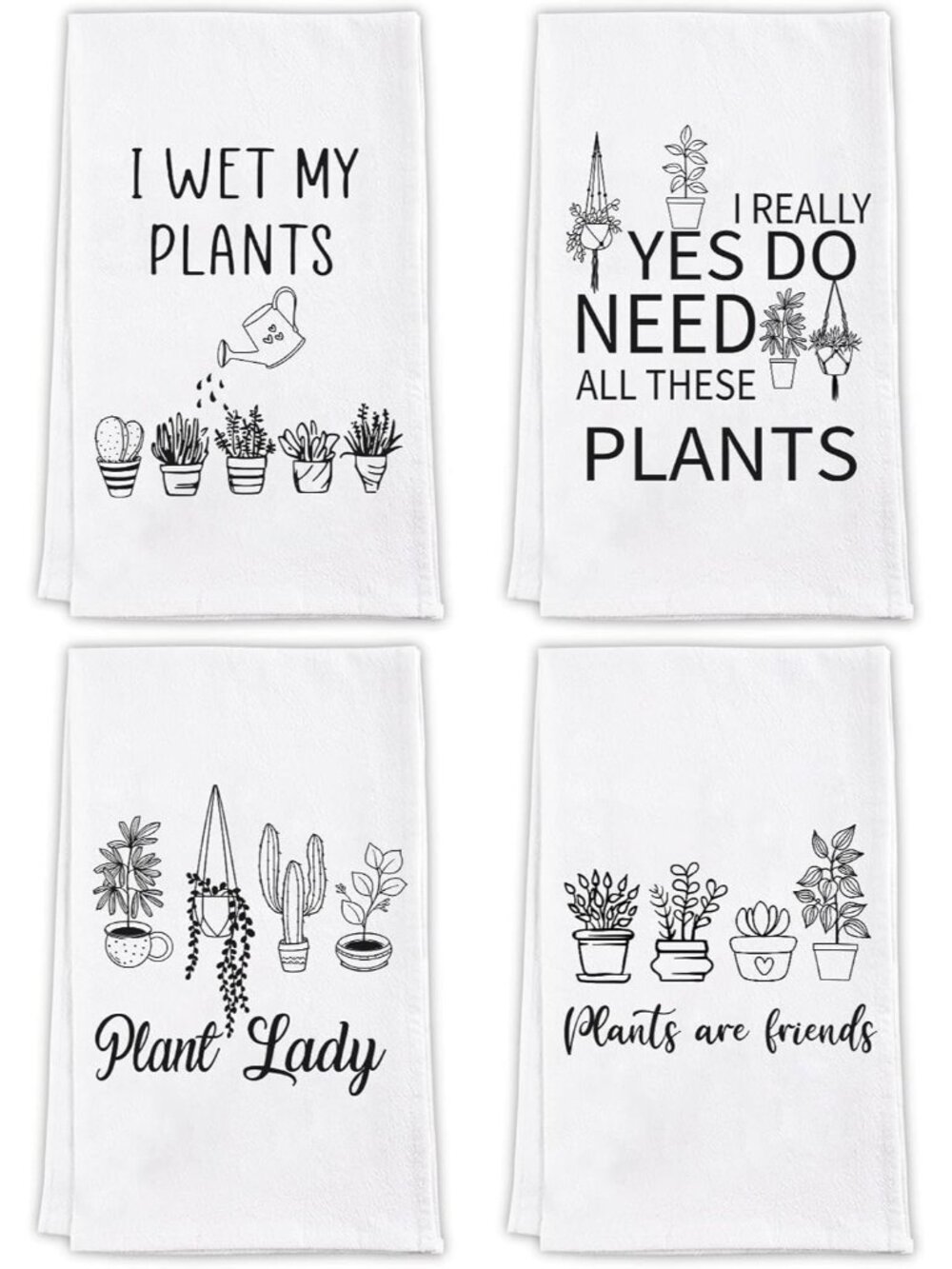 Plant Lover Gifts For Women - Funny Kitchen Flour Sack Dish Plant Towels Set Of